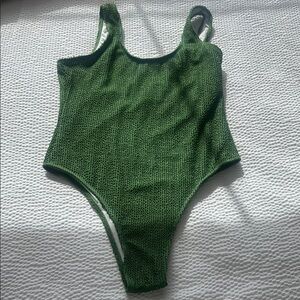 Green Textured One-Piece Swimsuit